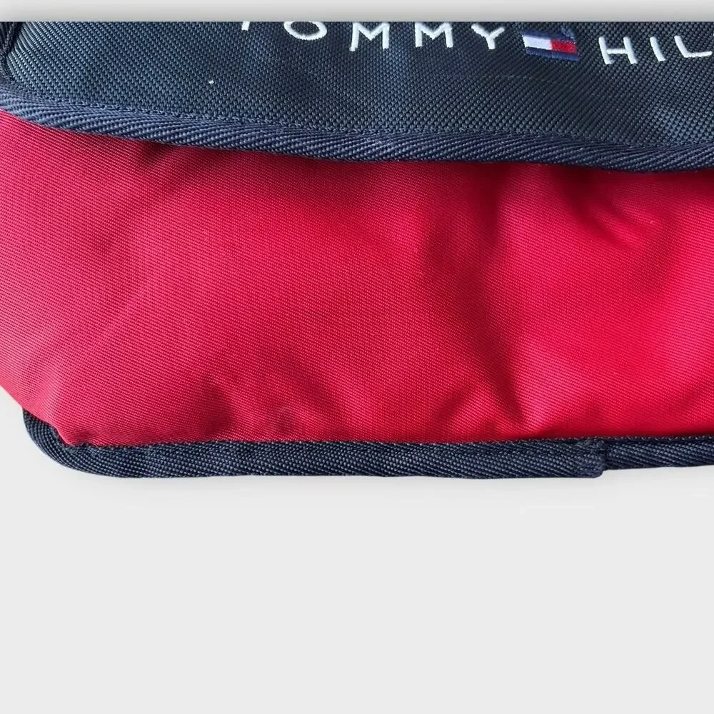 Vintage 90s Tommy Hilfiger Messenger Lap Top Bag Red Preppy Academic Grunge